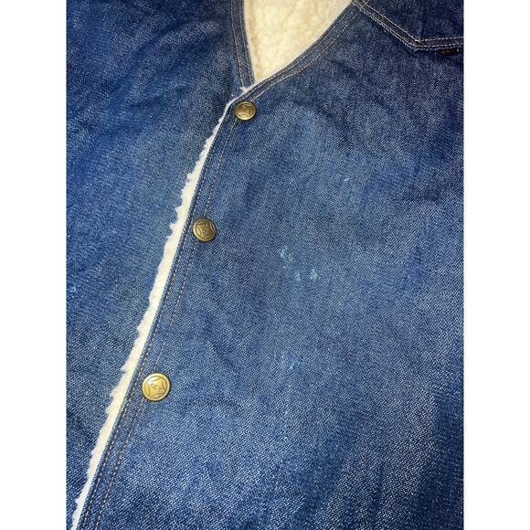 Vintage Denim vest 70's Key Jeans Sherpa lined trucker Cowboy Western men large - Picture 7 of 7